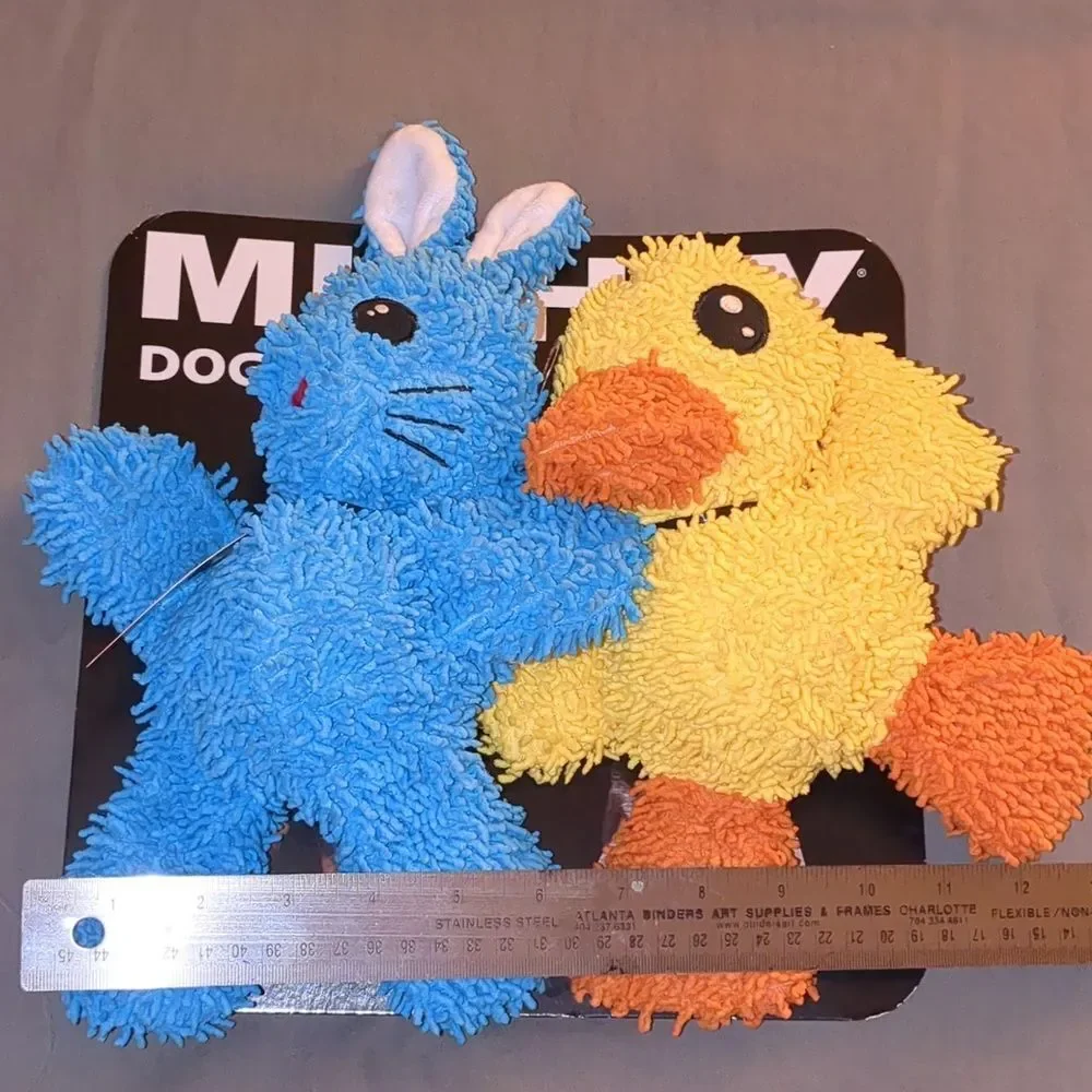 MIGHTY Blue Bunny and Yellow Duck Plush Toys 2pk NWT